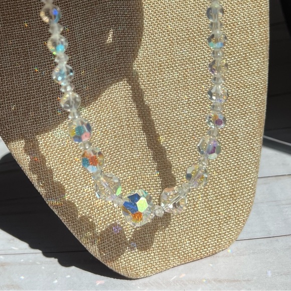 Vintage 16” Aurora Borealus Necklace with Graduating Multifaceted Beads - Picture 3 of 5